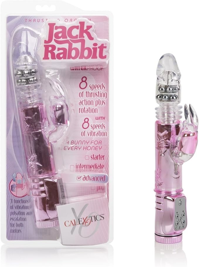 CalExotics Thrusting Orgasm Jack Rabbit - Vibrator With Rotating Shaft – Adult Sex Toys for Couples - Clitoral G Spot Massager - Pink